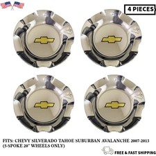 4 Pcs 07-13 Silverado Tahoe Avalanche Wheel Hub Center Cap New 4 Pcs 07-13 Silverado Tahoe Avalanche Wheel Hub Center Cap New