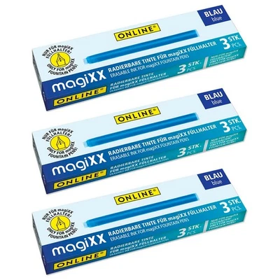 ONLINE® Tintenpatronen für Füller magiXX blau, 3x 3 St.