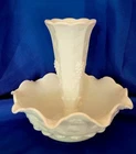 Vintage Westmoreland Milk Glass Epergne Vase & Bowl Paneled Grapes Single Horn