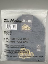 Justin Bieber x Tim Horton's Black Beanie Tim Biebs Winter Hat Touque NEW Sealed