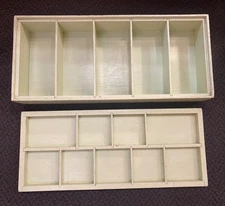 Vintage Rustic Cottage Wooden Caddy Jewelry Knickknack Display Box Carrier Rare