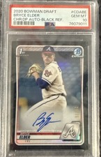 2020 Bowman Draft Bryce Elder Chrome Auto Black Refractor #/75 Braves PSA 10