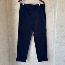 NWT Eileen Fisher Organic Cotton Stretch Velveteen Slim Pant Sz L Black Casual