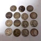 LOT OF 15 VINTAGE SILVER WASHINGTON QUARTERS 90% SILVER   1944-1951
