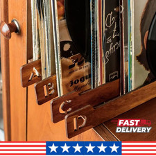 26pcs Vinyl Record Dividers A-Z Alphabetical Wooden LP Storage Organizer Record