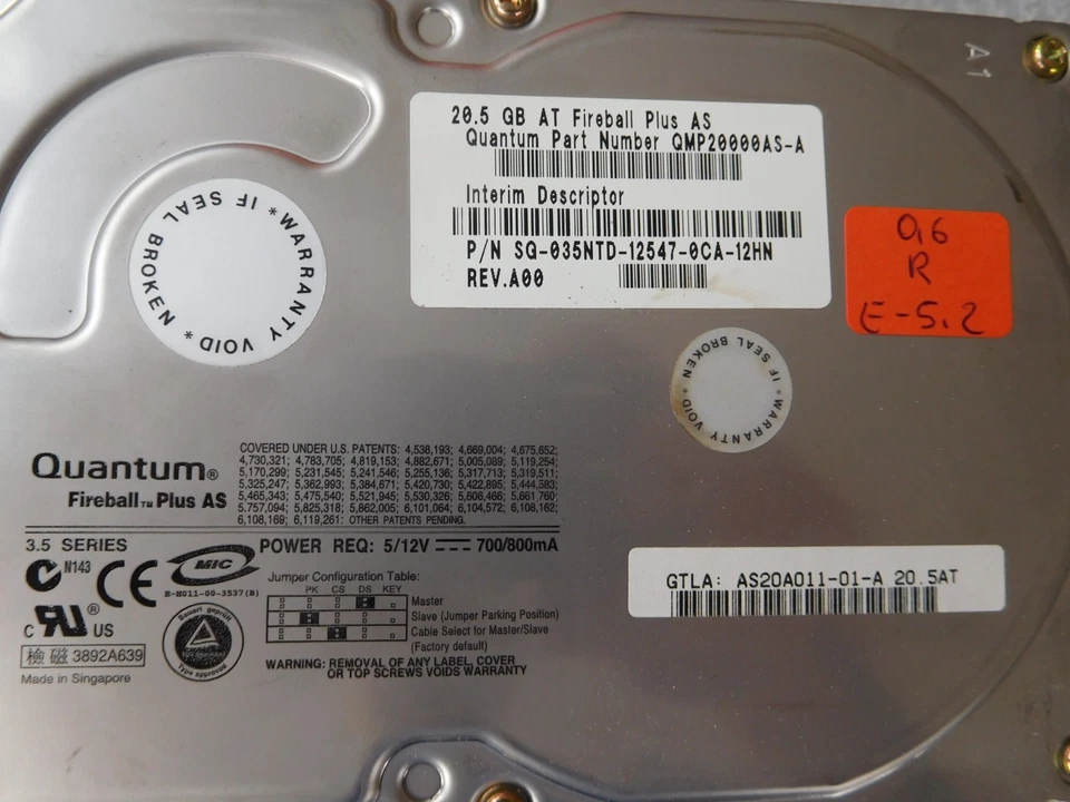 Quantum Qmp20000as-a, 20,5GB At Fireball Plus As , P/N SG-035NTD-12547-0CA-12HN - Image 2 of 4