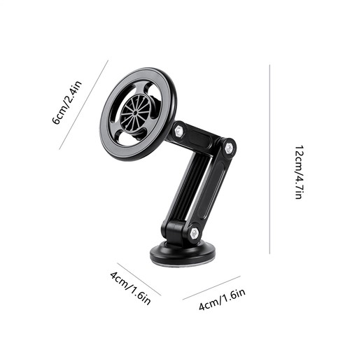 Support de téléphone de voiture magnétique pliable ABS support de tableau de bord de téléphone portable de voiture rotatif - Photo 6 sur 9