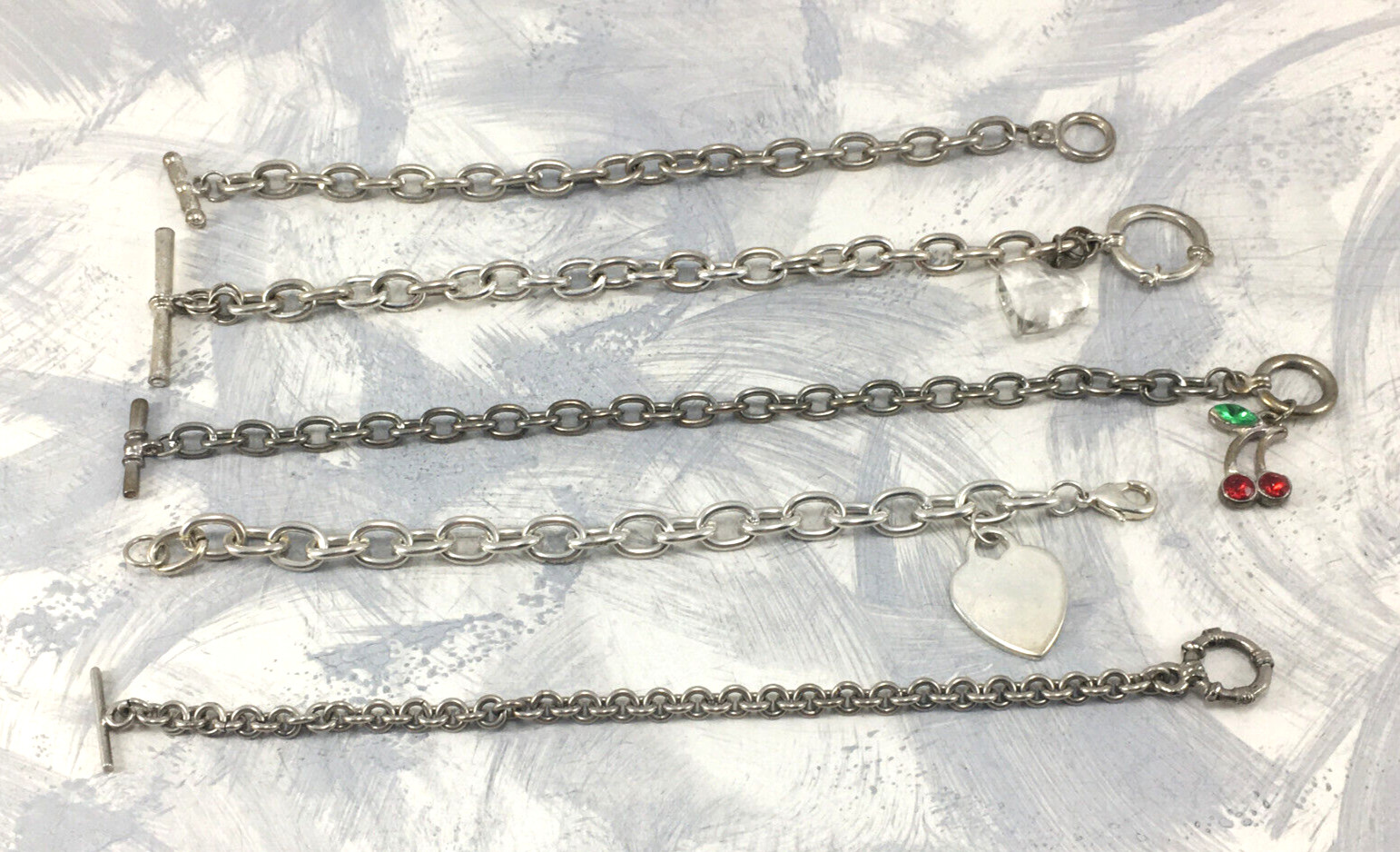 Bracelets Silver Tone Chain Link Single Link Funk… - image 1