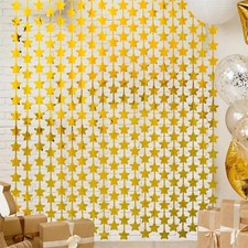 2 Pack Gold Stars Birthday Decorations 3.3X6.6 ft Each Glitter Golden Backdro...