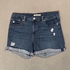 Levi's Strauss Women's Distressed Mid Length Blue Jeans Denim Shorts Bottoms W31