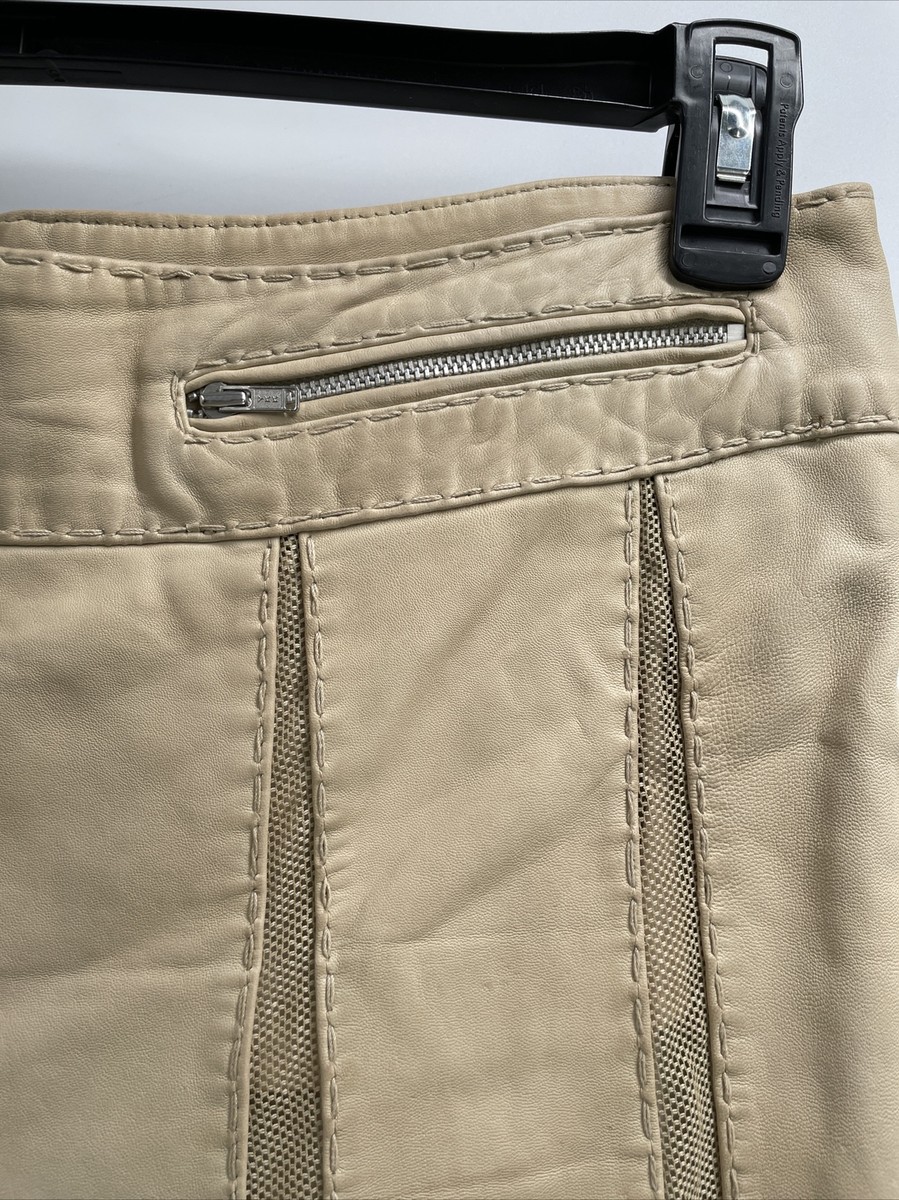 SPORTMAX CODE Woman's Beige Genuine Leather Zipper Flared