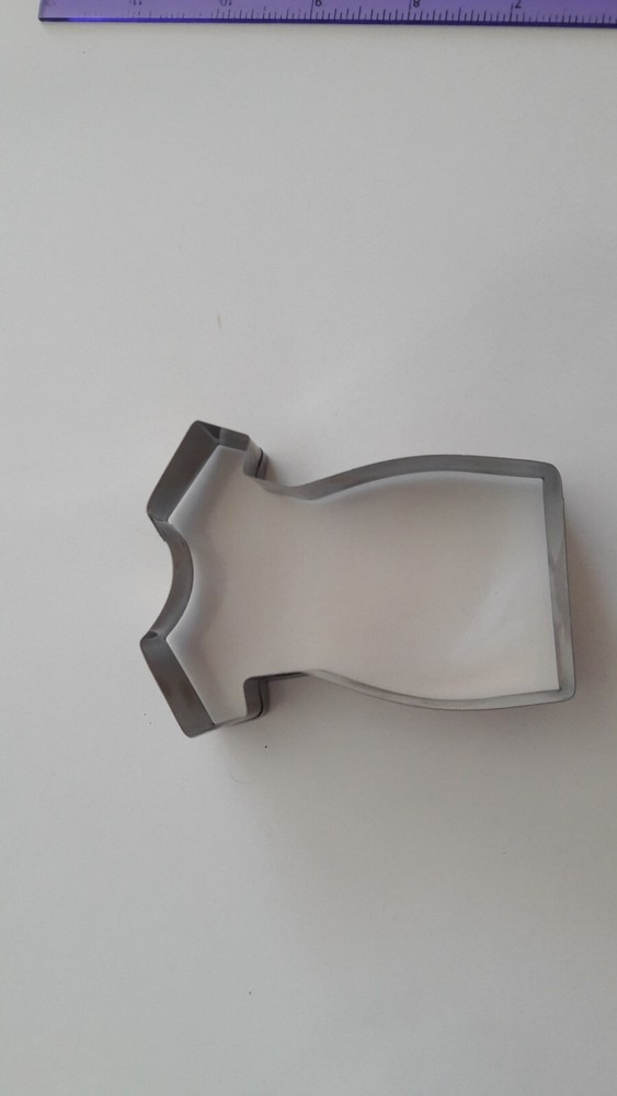 Dress-shaped metal cookie cutter for baking and decorating