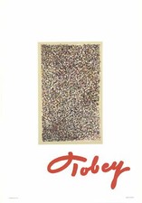 MARK TOBEY Vetro Colorato 28" x 19,75" Litografia 1974 Astratto Multicolore, Rosso