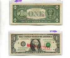 1995 $1 CLEVELAND OHIO MUTILATED  CURRENCY NOTE 7439L