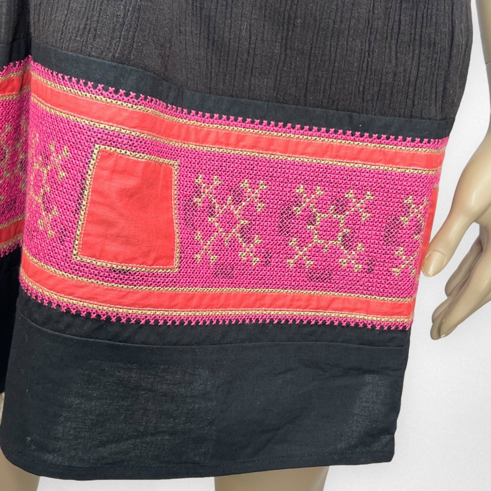 FREE PEOPLE Small Embroidered Black Sleeveless Dr… - image 5