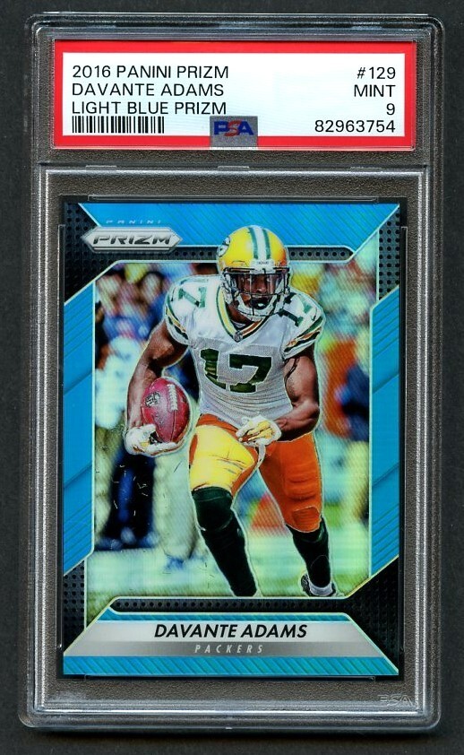 2016 Panini Prizm Football Light Blue Prizm /199 DAVANTE ADAMS #129 PSA 9 MINT