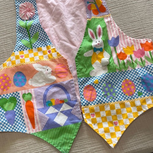 Easter Bunny Patchwork Vest Spring Colorful Bright Tulip Floral Teach Church 3D - Picture 5 of 7