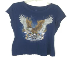 Jerry Leigh Born to Rock Eagle Motorcycle Print Graphic Tee Women's JR Size XXL