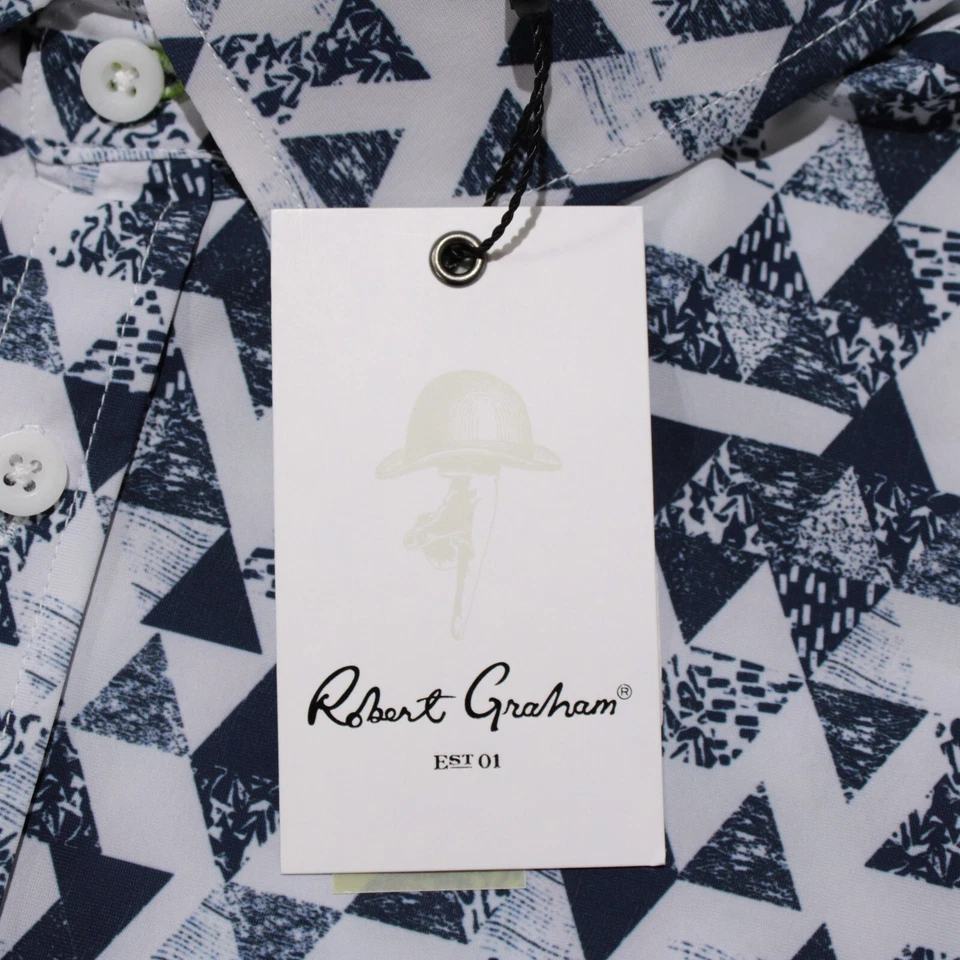 Robert Graham NWT Stamos Short Sleeve Casual Button Down Shirt Size L Blue/White - Image 2 of 4