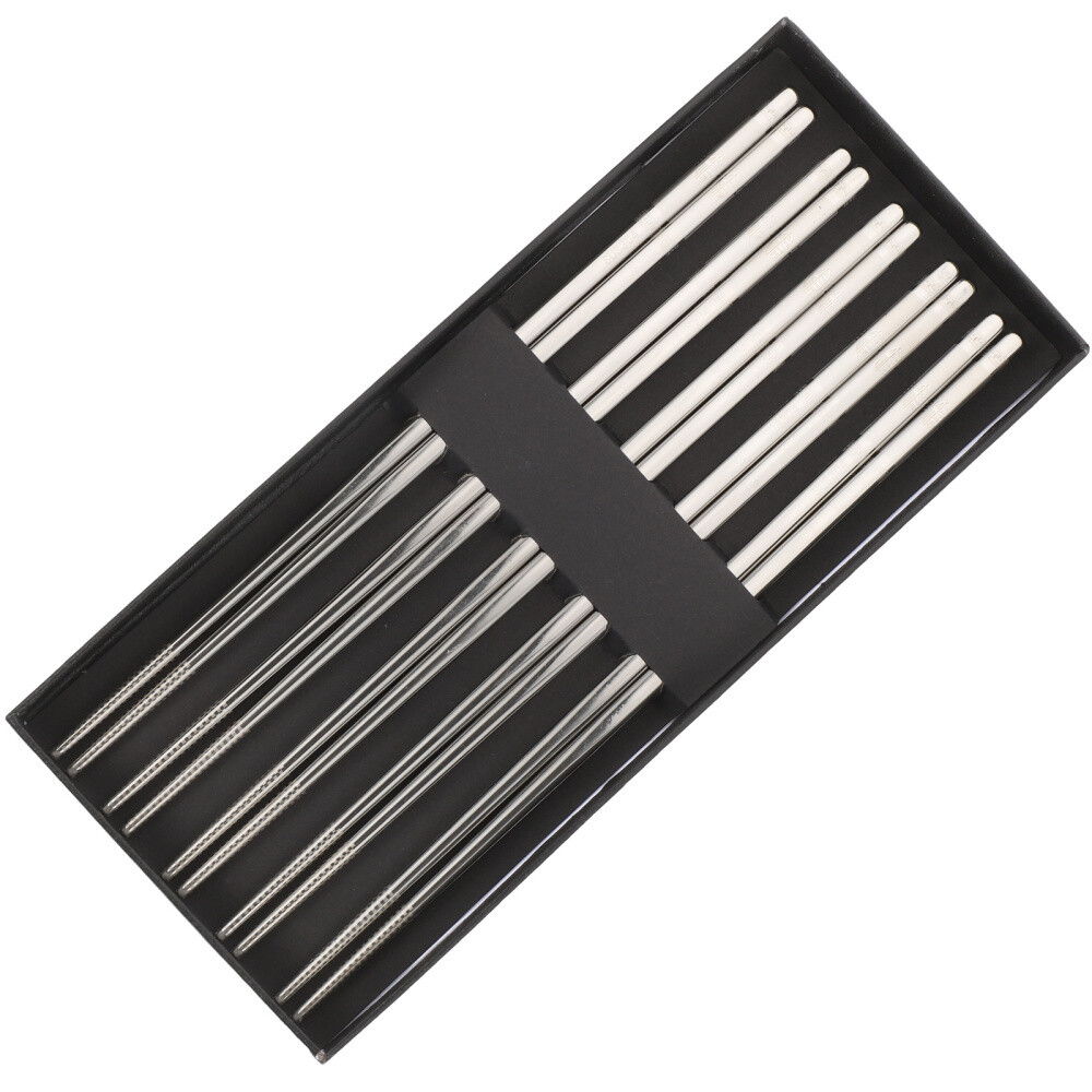 5 Pairs Leaky Stainless Steel Chopsticks Serving Utensils Cutlery