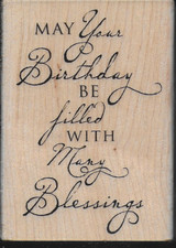 STAMPABILITIES rubber stamp MAY YOUR BITHDAY BE wood mounted