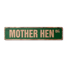 MOTHER HEN Vintage Street Sign Metal Plastic chicken eggs ranch farm Mom