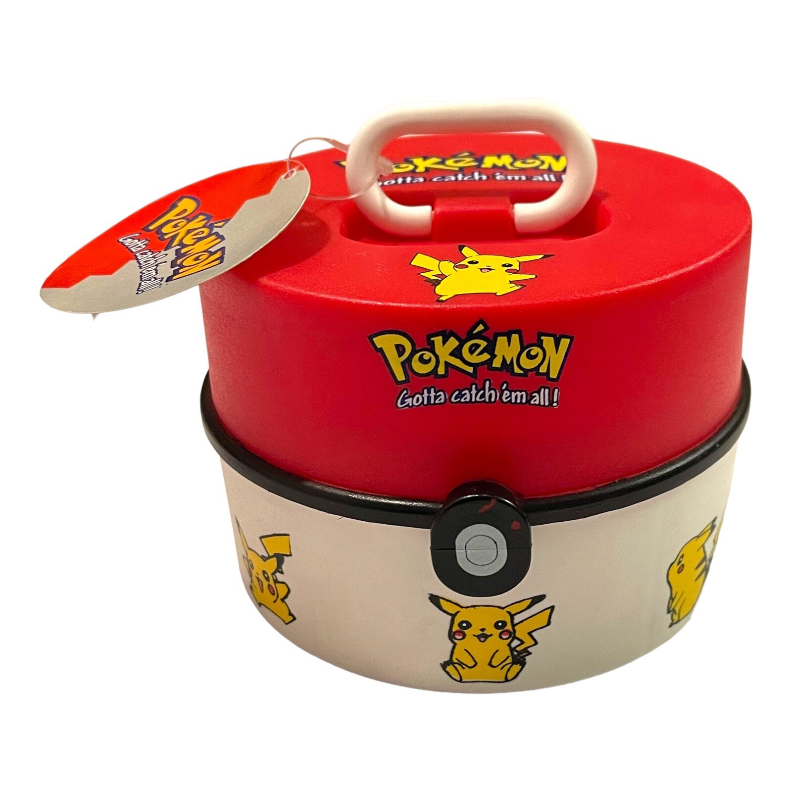Estuche de transporte vintage 1999 Pokemon Pikachu Poke Ball Nintendo NUEVO stock antiguo RARO