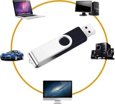 2 Pack 64GB USB Flash Drives – Swivel Design Memory Stick (Black)