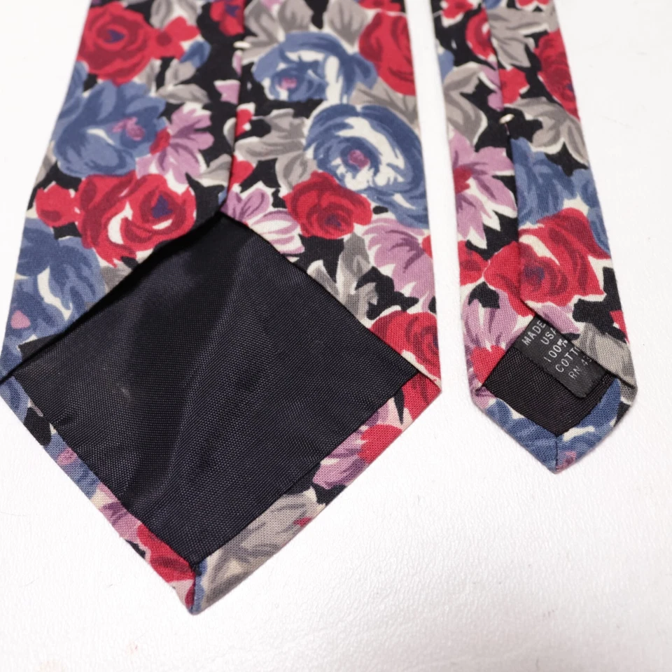 Corbata Aeropostale de Colección Para Hombre 58 en Rojo Azul Multicolor Algodón Floral Ancha Foto 3 de 4