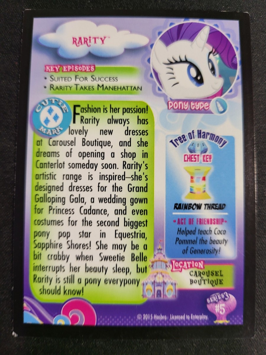 My Little Pony Friendship Magic Rarity #5 Card Enterplay | eBay