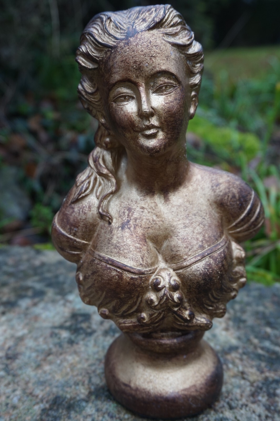 Statuette buste femme dorée 20cm 9636.355 objet déco baroque