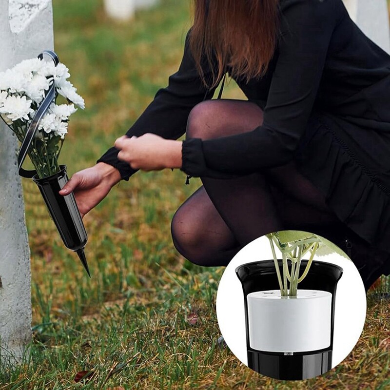 6 Pcs Cemetery Grave Vase Inserts Plastic Cemetery Flowers Holder