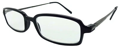 NEW SMART PLAIN BLACK READING GLASSES SPRUNG ARMS 6 STRENGTHS UNISEX BYRON