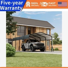 🔥🆕12 x 20 FT Metal Carport W/Galvanized Steel Roof for Tractors Trucks Cars Bo