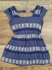Forever 21 Sundress Small Blue Boho Open Back Empire Waist Festival 