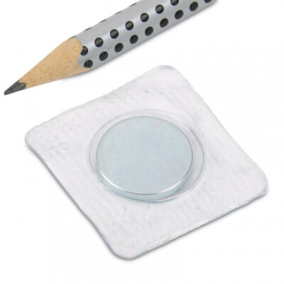 Scheibenmagnet Ø 18 x 2 mm zum Einnähen in quadratischer PVC-Hülle