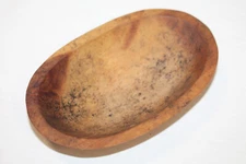 Vintage Wooden Bowl Carved Patina Oval Dish Light Brown Wooden Ashtray 7.5"