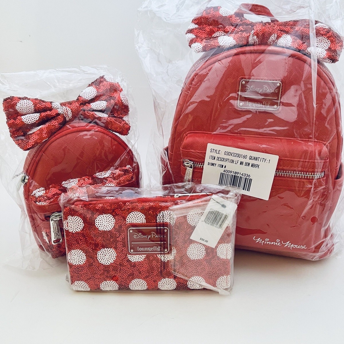Walt Disney Loungefly Minnie Mouse Red White Polka Dot Bow Backpack Wristlet NWT New with Tags Disney Parks Minnie Mouse | Mercari main image 2
