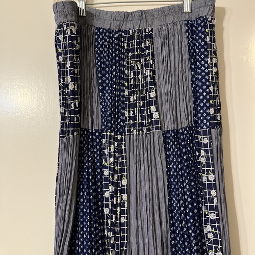 Stonebridge Maxi Broomstick Skirt Plus Sz 1X Boho Flowy Hippie Retro Navy Blue - Picture 4 of 7