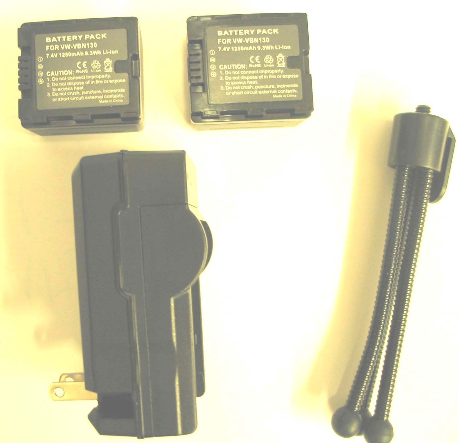 Batteries + Charger + Tripod for Panasonic VWVBN130 VWVBN130PPK VWVBN130EK-image