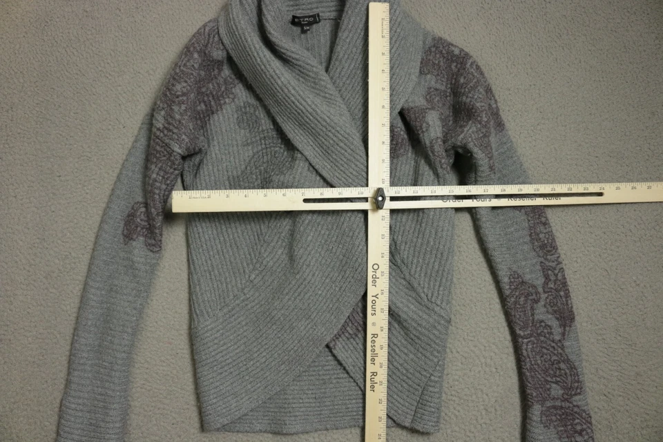 Suéter Etro Milano Mujer Pequeño Gris Cárdigan Manga Larga Hecho en Italia Foto 4 de 4