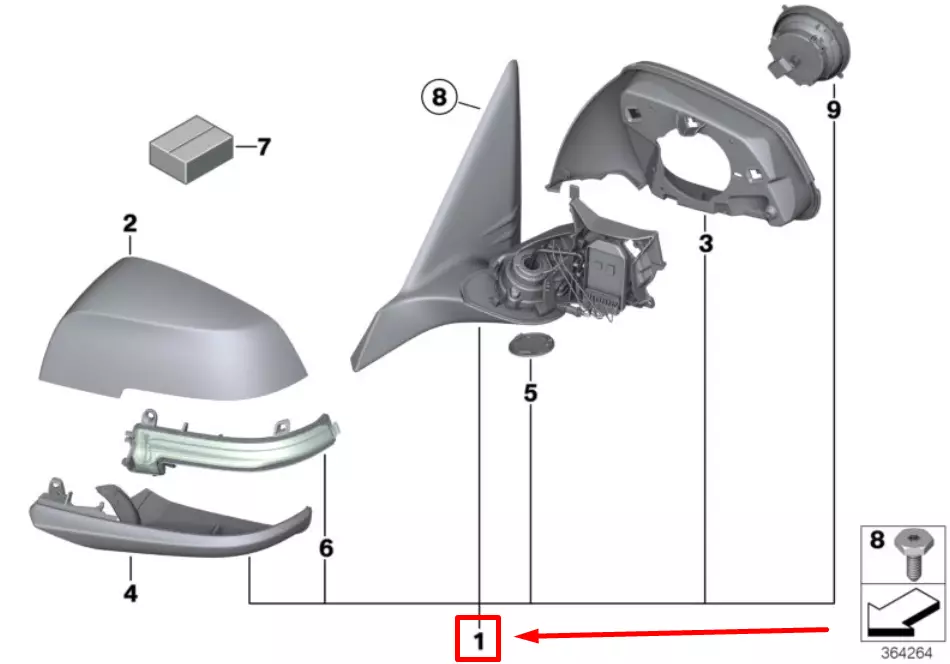 NEW BMW 2 COUPE F22 FRONT RIGHT WING MIRROR 51167268540 7268540 