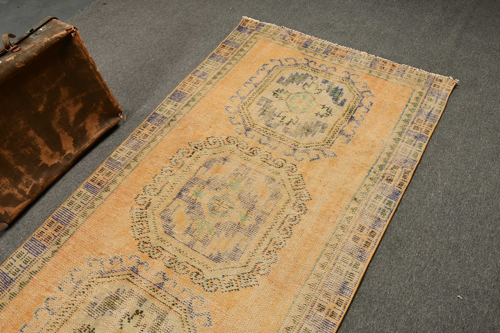 Turkish Rugs, Colorful Rugs, 3.6x10.7 ft Runner Rug, Oushak Rug, Vintage Rug