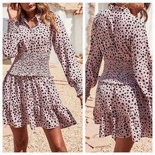 Mauve Cheetah Print Ruffled Short Dress Size Small