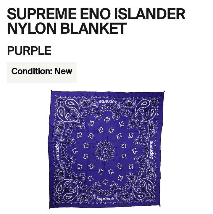 Supreme x ENO Islander Nylon Blanket (Purple) SS22