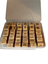 Stampin’ Up! 40 Stamps Lot 12-single 1999 28-double 2004 Words Symbols Graphics