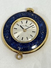 Vintage Bucherer Pendant Watch - Blue Enamel w/Gold Speckle - Works Excellent!