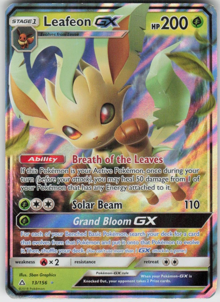 Holo Leafeon GX 13/156 GX Rare Ultra Prism Near Mint