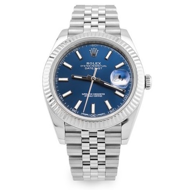 41MM Rolex Datejust Stainless Steel Jubilee Band Fluted Blue Face Watch Factory