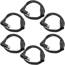 SA-RSX3 6 Pack 3ft Right Angle XLR Female to Male Microphone Patch Cables